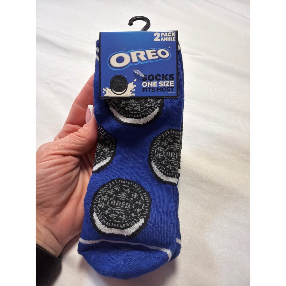 Oreo Cookie Ankle Socks 2 Pack Blue Striped Novelty One Size DT-20803ML2PA